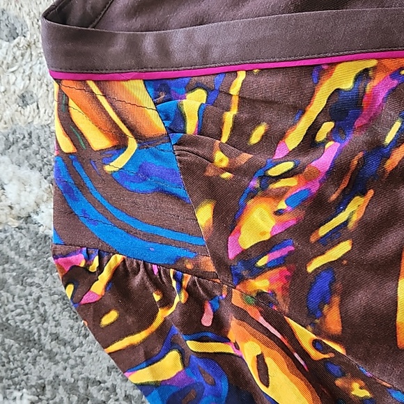 Tamsen silk/modal blend printed quarter button down belted dress - Picture 4 of 11